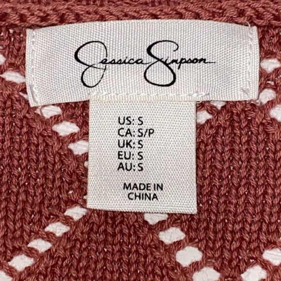 Jessica Simpson Long Sleeve V-Neck Knit Sweater In Blush Salmon Size Small - Picture 11 of 13